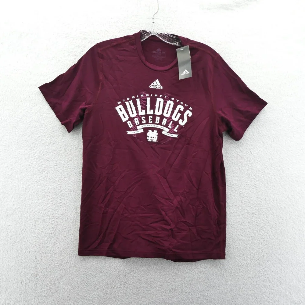 Mississippi State Bulldogs Shirt Mens Medium Red Baseball Adidas College Tee New